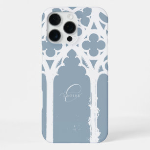 Funda Para iPhone 16 Pro Max Gótico minimalista Ventana Caligrafía Gris Cadete