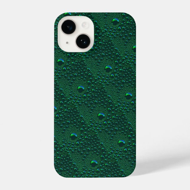 Funda Para iPhone Gotitas de Agua en Metal Verde (Reverso )