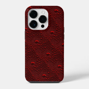 Funda Para iPhone 14 Pro Gotitas de agua sobre metal carmesí