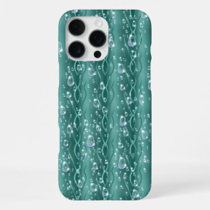 Funda Para iPhone 16 Pro Max Gotitas de lluvia en metal verde