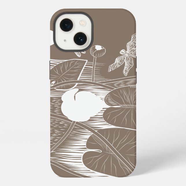 Funda Para iPhone Grabado de nenúfares (Reverso )