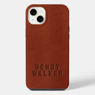 Funda Para iPhone 14 Plus Grabado en relieve personalizado de cuero vegan ma