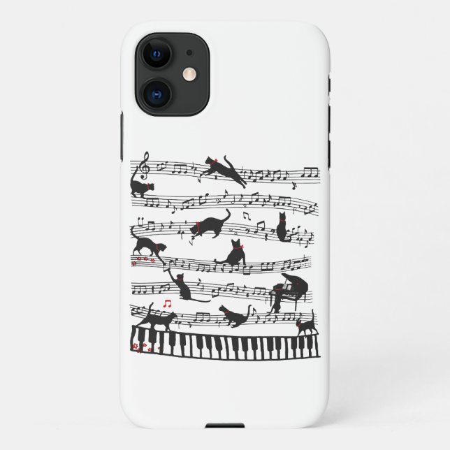 Funda Para iPhone Gracioso Cat Music Note, Regalo Para Piano Player, (Reverso)