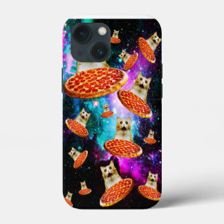 Funda Para iPhone 13 Mini Gracioso gato de pizza espacial