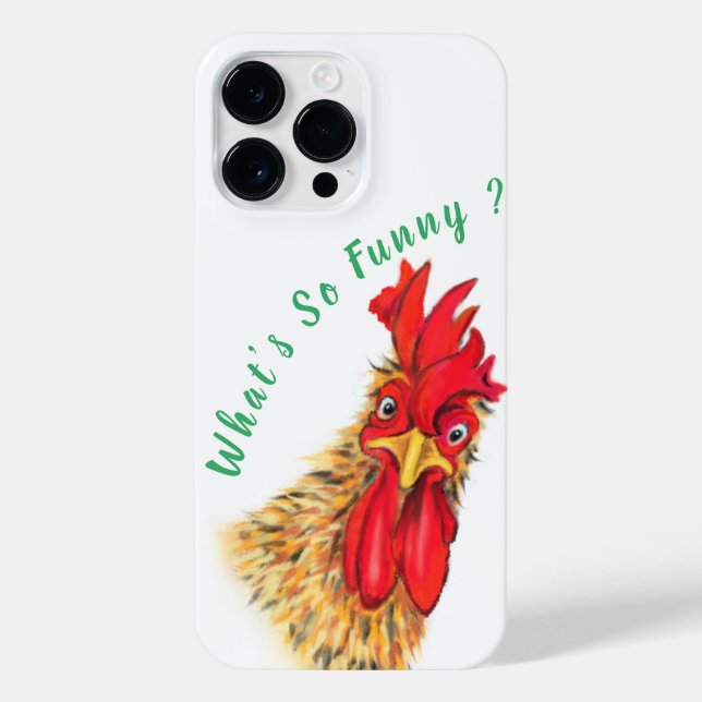 Funda Para iPhone Gracioso Rooster Sorprendido (Reverso)
