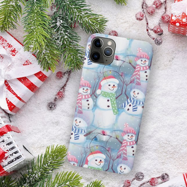 Funda Para iPhone Gracioso Snowmen Christmas Tree String Light Patte (Subido por el creador)