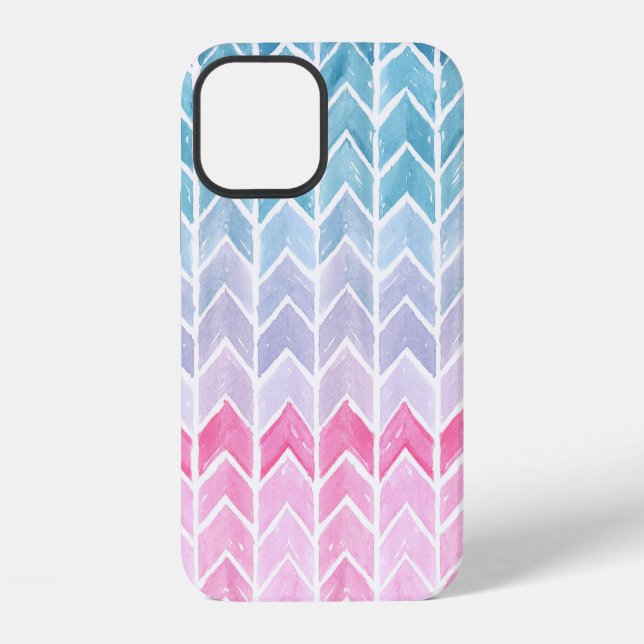 Funda Para iPhone Gradiente Chevron: Patrón de espiga de agua pintad (Reverso )