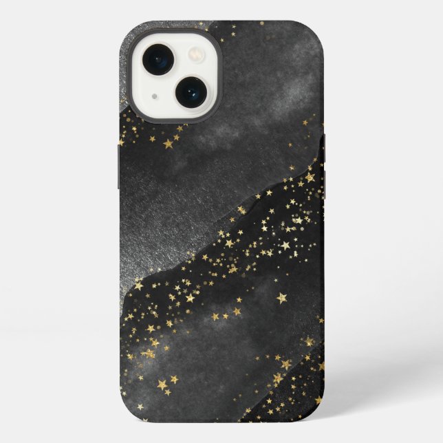 Funda Para iPhone Gradiente cósmico de estrella espacial gris negro (Reverso )