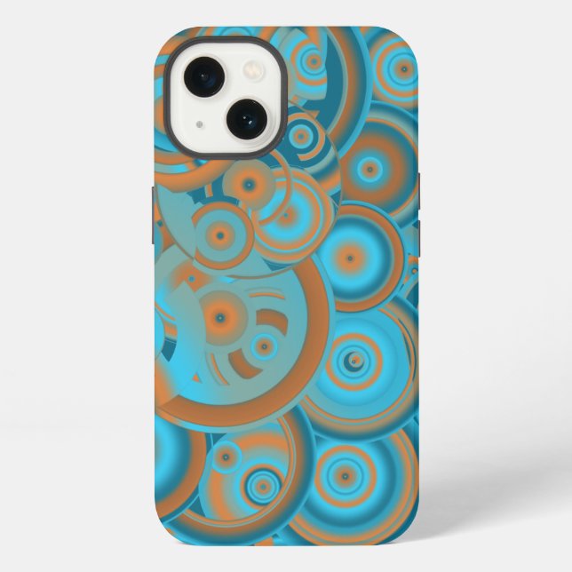 Funda Para iPhone Gradiente de Círculo Concéntrico Naranja Óxido Tur (Reverso )