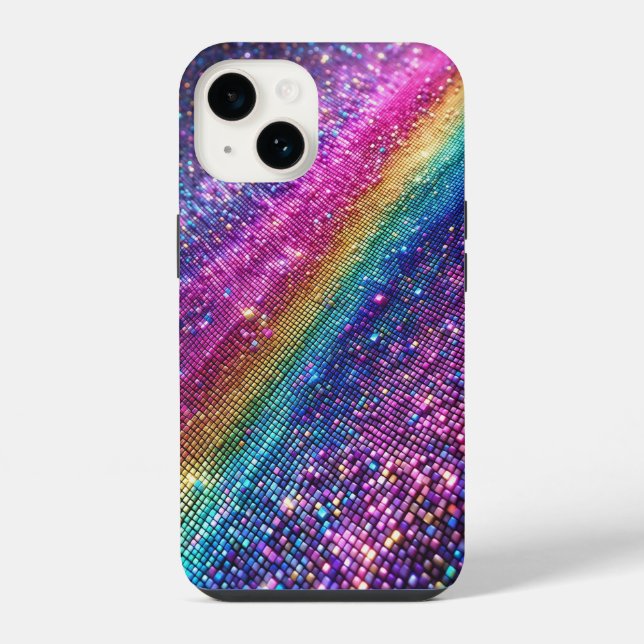 Funda Para iPhone Gradiente de Lujo con Destello de Pixel de Arcoíri (Reverso )