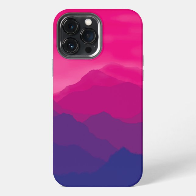 Funda Para iPhone Gradiente de montaña rosa morado (Reverso )