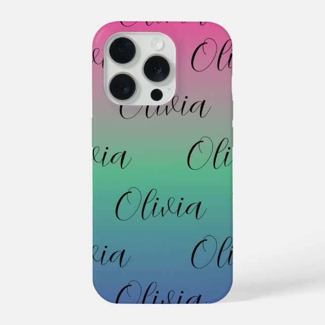 Funda Para iPhone Gradiente de rosa, verde y azul (Reverso )