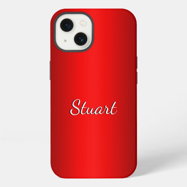 Funda Para iPhone Gradiente Rojo Elegante con Texto a Elección (Reverso )