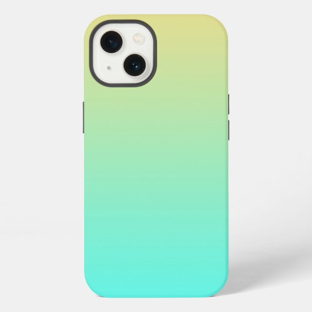 Funda Para iPhone Gradiente Simple Amarillo Pastel Turquesa (Reverso )