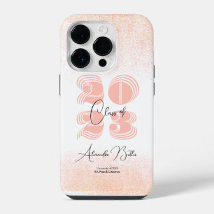 Funda Para iPhone 14 Pro Graduación de Peachy Grad con nombre personalizado