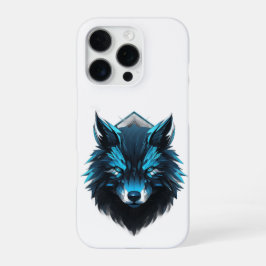 Funda Para iPhone 16 Pro Gráfica del Lobo Cibernético Azul