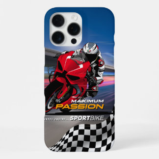 Funda Para iPhone 16 Pro Max Gráficos de piloto de superbike con máxima pasión