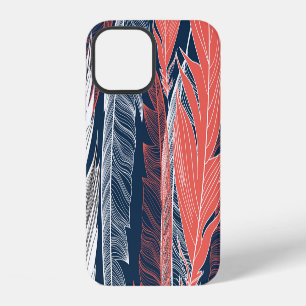 Funda Para iPhone 12 Gráficos de plumas, Hermoso Patrón sin Marea.
