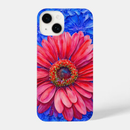 Funda Para iPhone 14 Gran estuche de teléfono de arte de Gerbera roja D