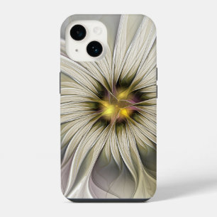 Funda Para iPhone 14 Gran Flor de Marfil, Arte Fractal Moderno Abstract