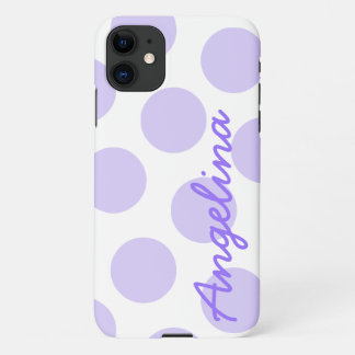 Funda Para iPhone 11 Gran Patrón de Lunares Personalizado de Color Púrp