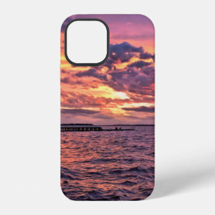 Funda Para iPhone 12 Gran puesta de sol colorida sobre la playa de agua