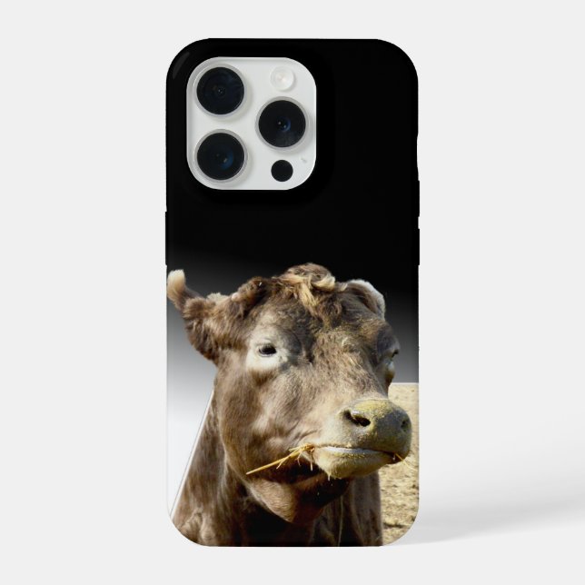 Funda Para iPhone Gran Vaca Marrón Mordisqueando Heno, (Reverso )