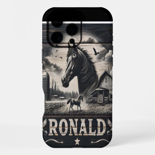 Funda Para iPhone Granja rústica con un caballo (Reverso )