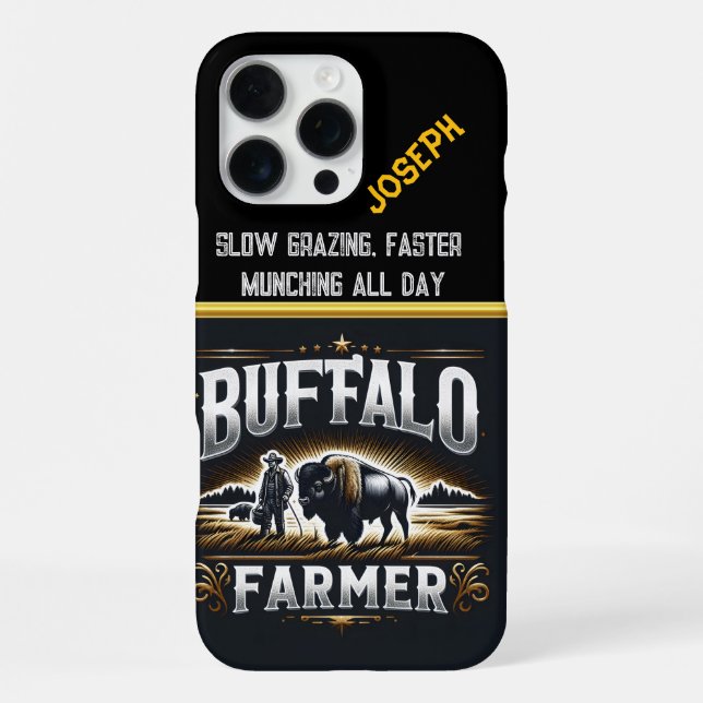 Funda Para iPhone Granjero cuidando de su bisonte (Reverso )