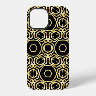 Funda Para iPhone 12 Grano de flores de oro y negro sin costura