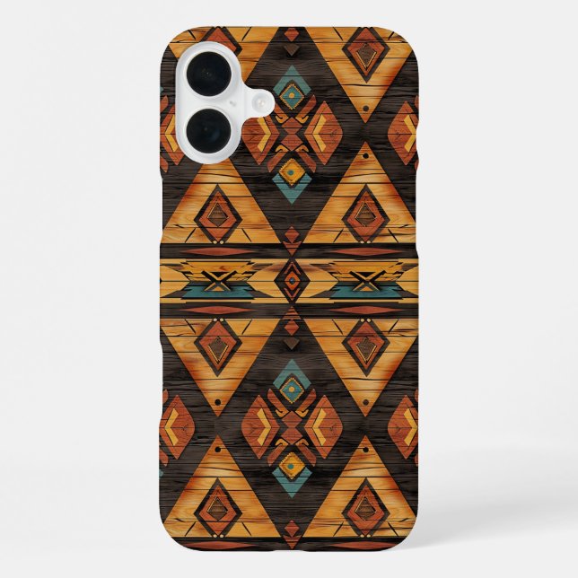 Funda Para iPhone Grano de madera Azteca falso  (Reverso )