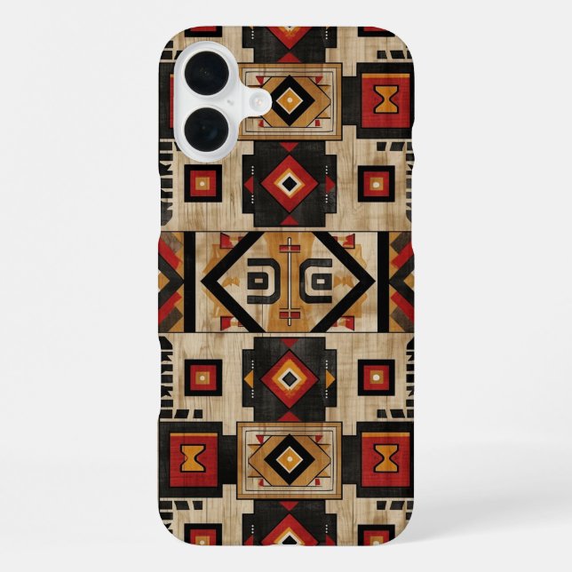 Funda Para iPhone Grano de madera Azteca falso  (Reverso )