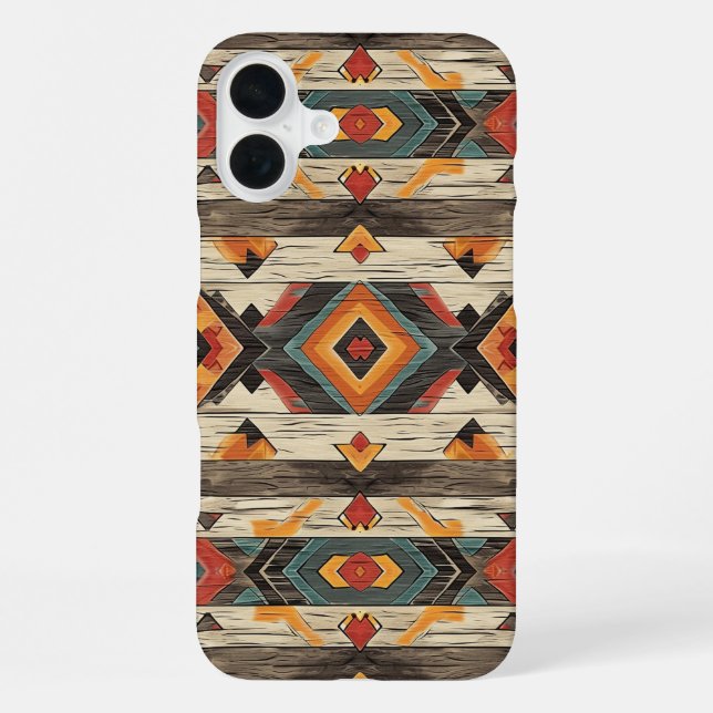 Funda Para iPhone Grano de madera Azteca falso  (Reverso )