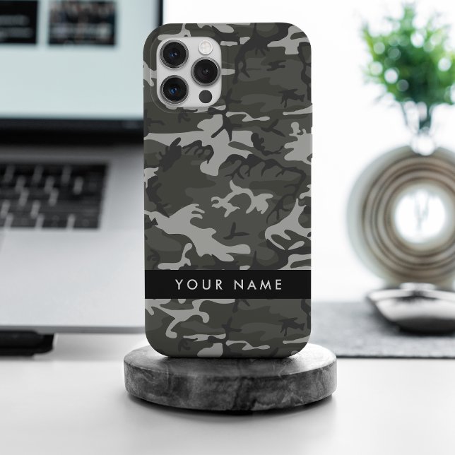 Funda Para iPhone Gray Camouflage Pattern, Your name, Personalize (Subido por el creador)