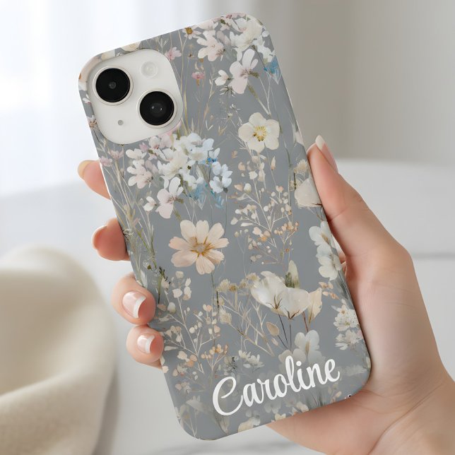 Funda Para iPhone Gray Floral Personalized  (Subido por el creador)