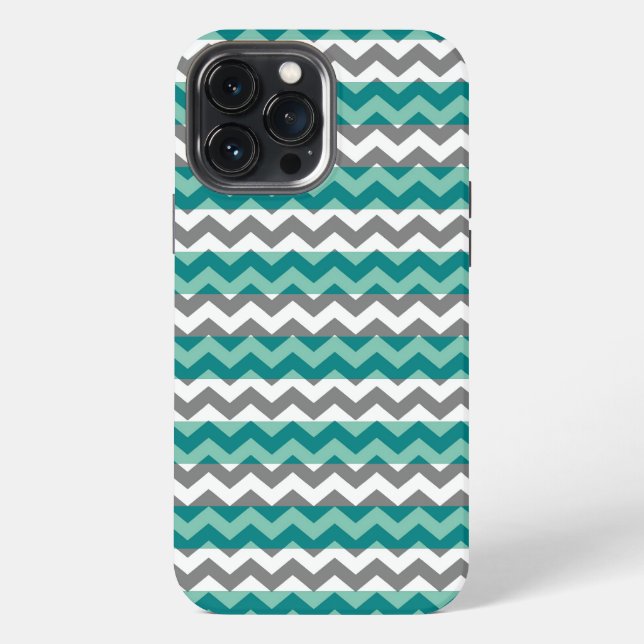 Funda Para iPhone Gray Mint Chevron Zigzag (Reverso )