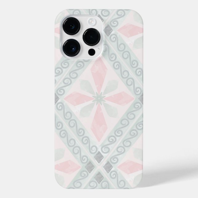 Funda Para iPhone Green and pink pastel diamond pattern (Reverso)