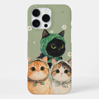 Funda Para iPhone 16 Pro Max Green Cute Cat Phone Case Kawaii Kitten Aesthetic
