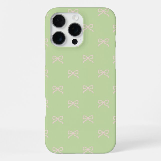 Funda Para iPhone Green Pink Bow Pattern Coquette Girly Spring (Reverso )