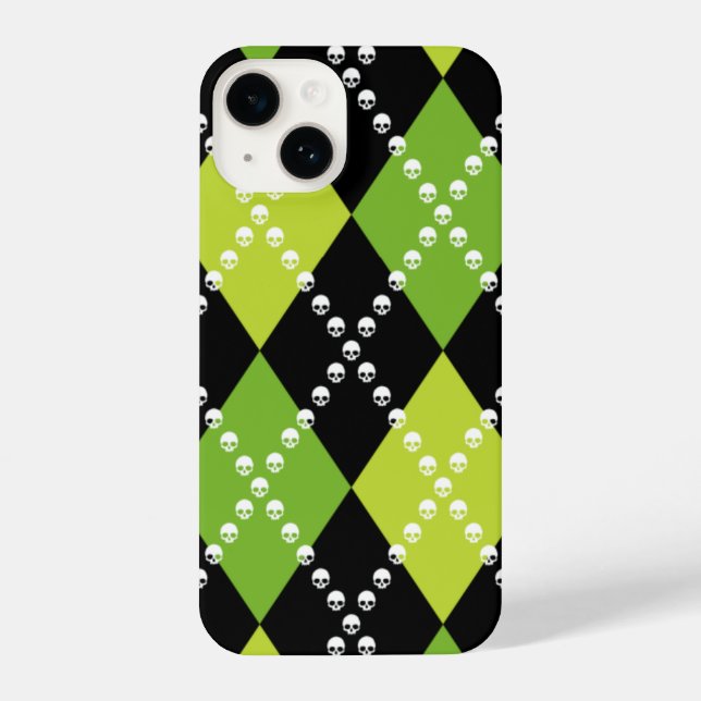 Funda Para iPhone Green Skull Argyle Motif (Reverso )