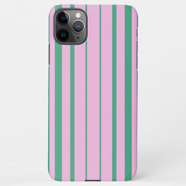 Funda Para iPhone Green Stripes and Soft Pink iPhone 11 Pro Max Case (Reverso)