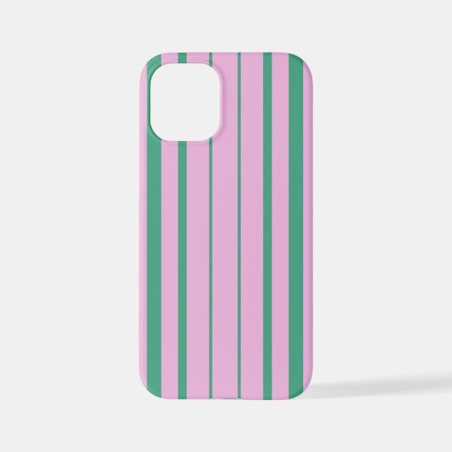 Funda Para iPhone Green Stripes and Soft Pink iPhone 12 Mini Case (Reverso )