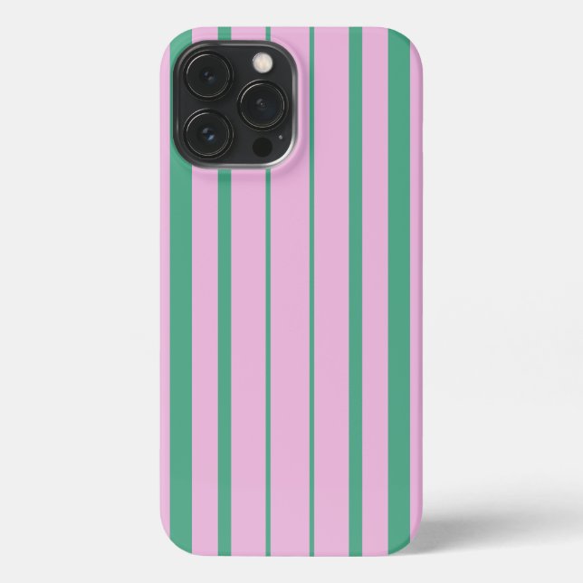Funda Para iPhone Green Stripes and Soft Pink iPhone 13 Pro Max Case (Reverso )