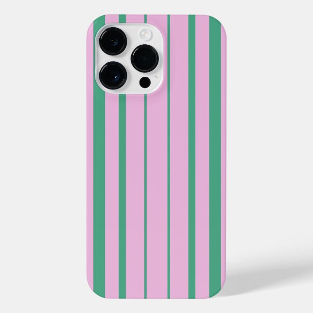 Funda Para iPhone Green Stripes and Soft Pink iPhone 14 Pro Max Case (Reverso)