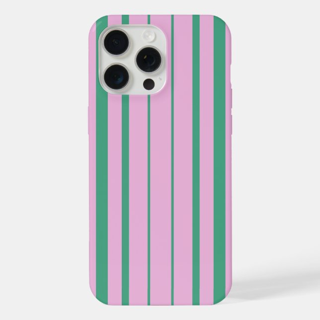 Funda Para iPhone Green Stripes and Soft Pink iPhone 15 Pro Max Case (Reverso )