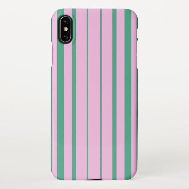 Funda Para iPhone Green Stripes and Soft Pink iPhone XS Max Case (Reverso)