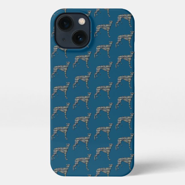 Funda Para iPhone Greyhound Lurcher Cute Perro Silhouette Blue (Reverso )