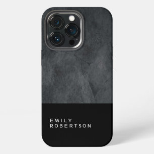 Funda Para iPhone 13 Pro Gris Plano Negro Moderno Minimalista Tendencia