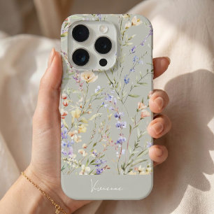 Gris Sage Floral Acuarela 