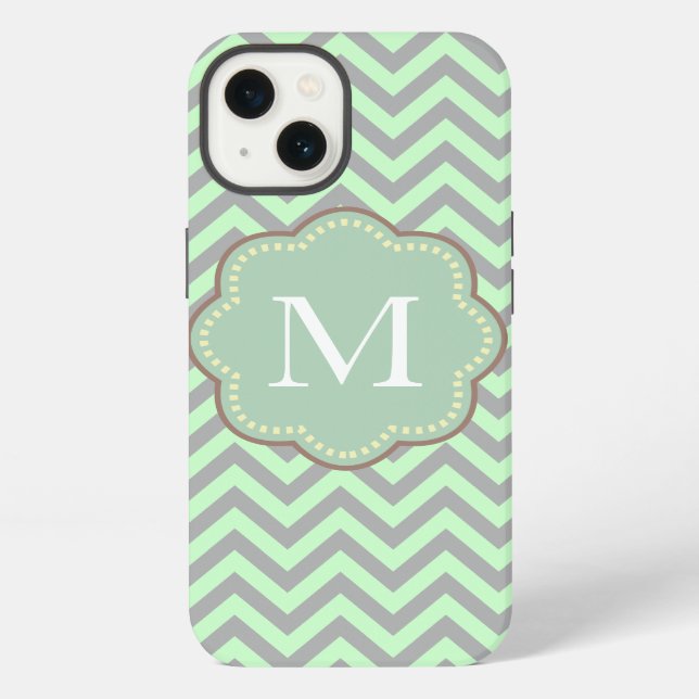 Funda Para iPhone Gris y Chevron de menta (Reverso )